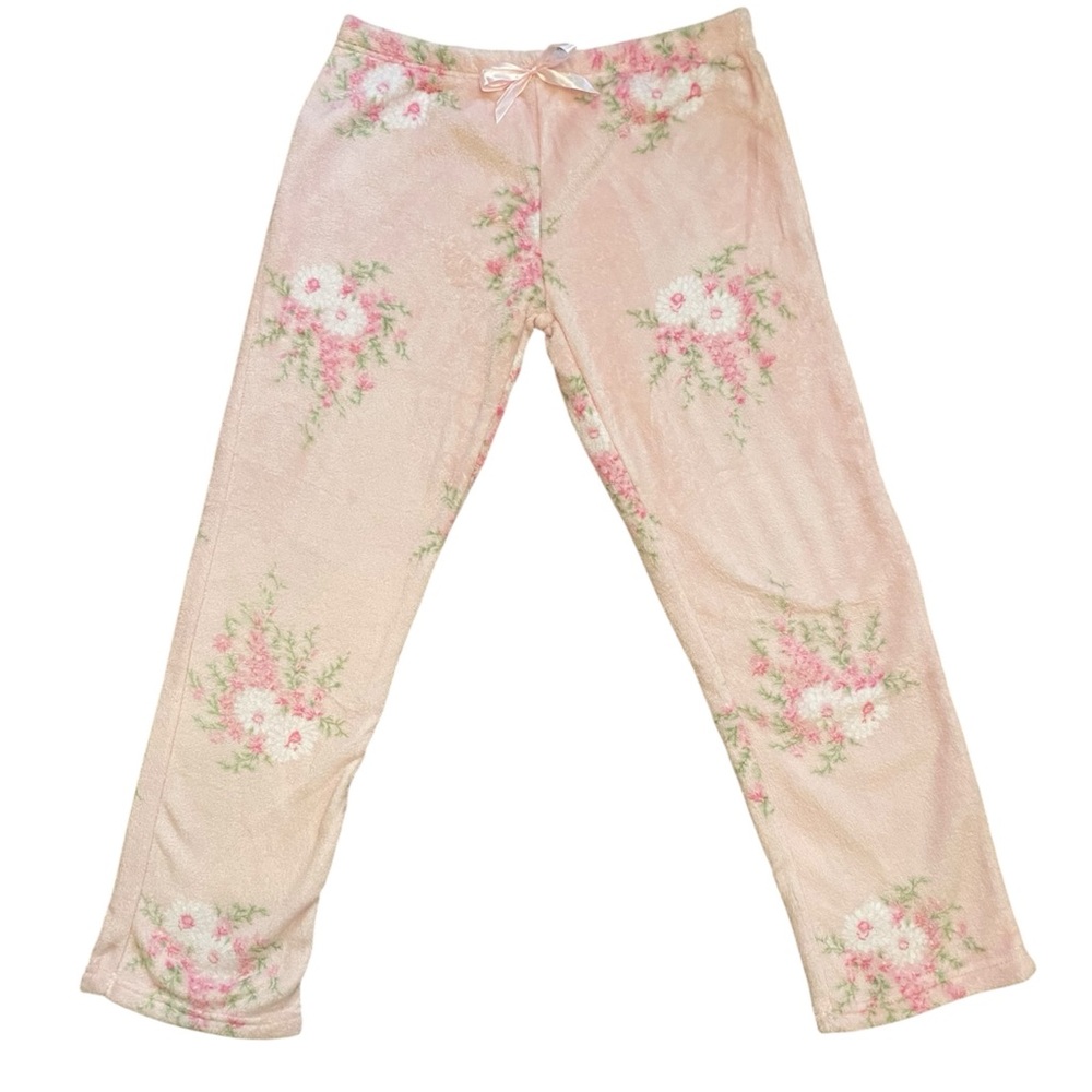 Floral Print Pajama Pants - Cream and Pink